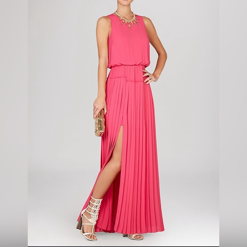 BCBG Max Azria Fuchsia Jenine Floor-Length Gown Size L.  EUC